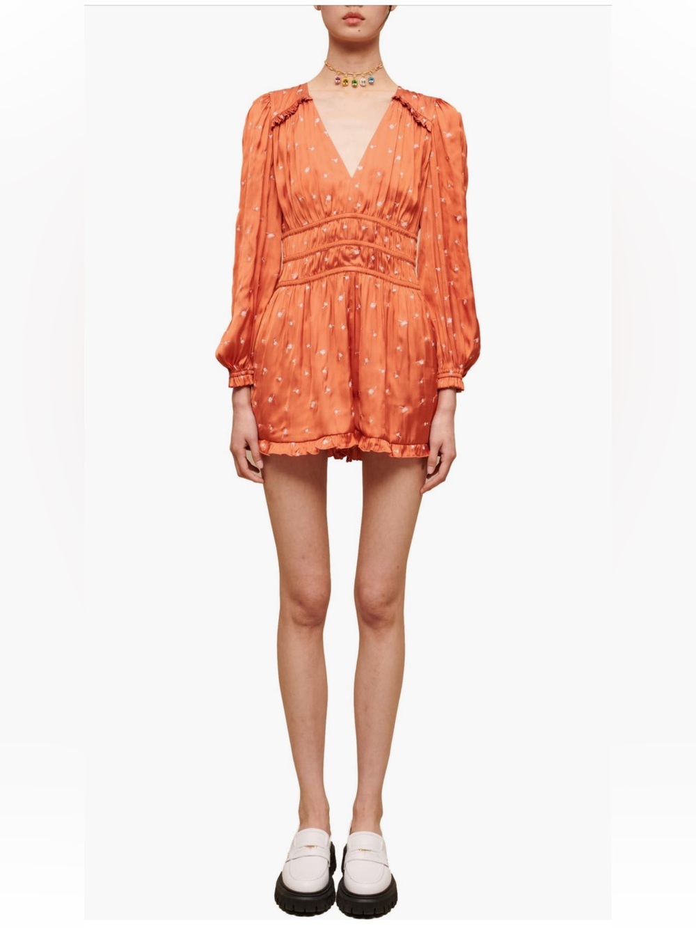 Maje Iane Long Sleeve Satin Romper